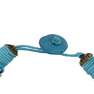 Simulated Turquoise Color Pearl and Coconut Shell Necklace 25 Inches