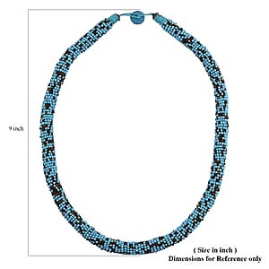 Simulated Turquoise Color Pearl and Coconut Shell Necklace 25 Inches