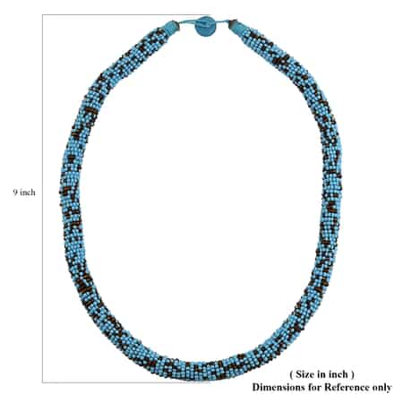 Simulated Turquoise Color Pearl and Coconut Shell Beaded Necklace 25 Inches image number 3