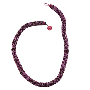 Simulated Pink Pearl and Coconut Shell Necklace 25 Inches