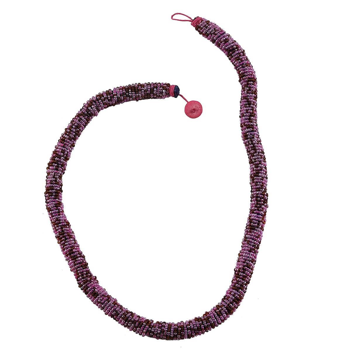 Simulated Pink Pearl and Coconut Shell Necklace 25 Inches image number 0