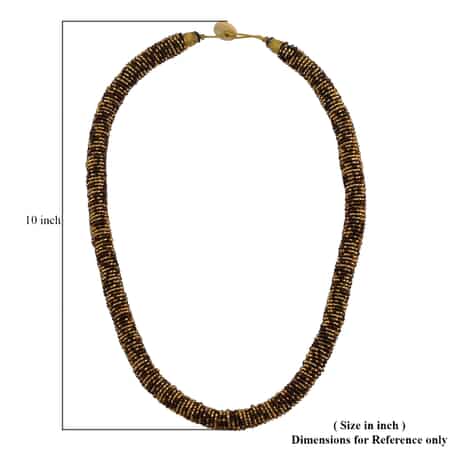 Simulated Golden Pearl and Coconut Shell Beaded Necklace 25 Inches image number 3