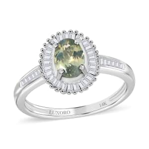 Luxoro AAA Narsipatnam Alexandrite and Diamond 1.25 ctw Halo Ring in 14K White Gold (Size 6.0)