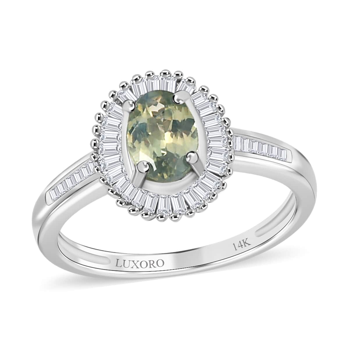 Luxoro 14K White Gold AAA Narsipatnam Alexandrite, Diamond (I3-G-H)(0.33 cts) Halo Ring (Size 7.0) 1.25 ctw image number 0