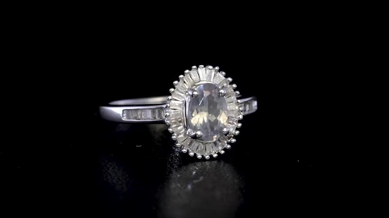 LUXORO 14K White Gold AAA Narsipatnam Alexandrite and G-H I3 Diamond Halo Ring 2.50 Grams 1.00 ctw