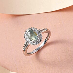 Luxoro AAA Narsipatnam Alexandrite and Diamond 1.25 ctw Halo Ring in 14K White Gold (Size 8.0)