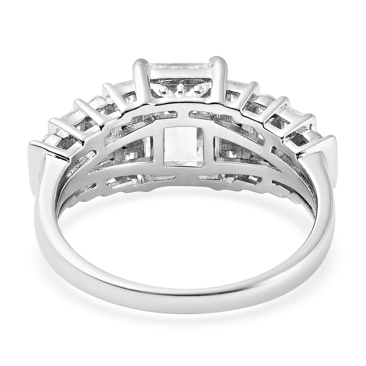Lustro Stella Made with Finest CZ Ring in Rhodium Over Sterling Silver (Size 7.0) 6.75 ctw image number 4