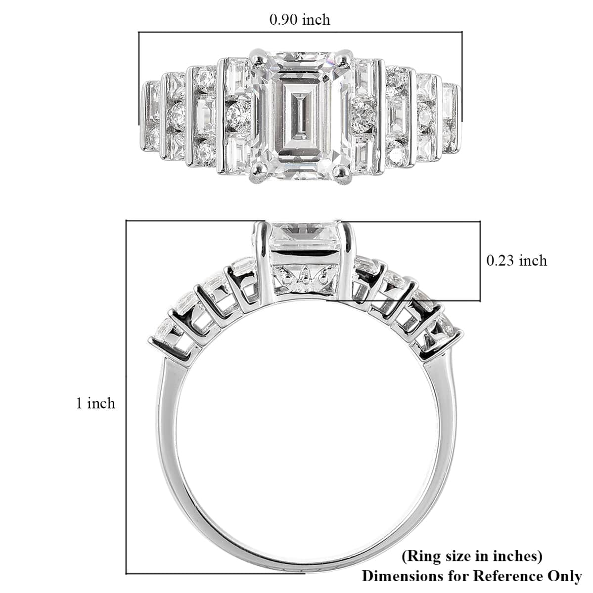 Lustro Stella Made with Finest CZ Ring in Rhodium Over Sterling Silver (Size 7.0) 6.75 ctw image number 5