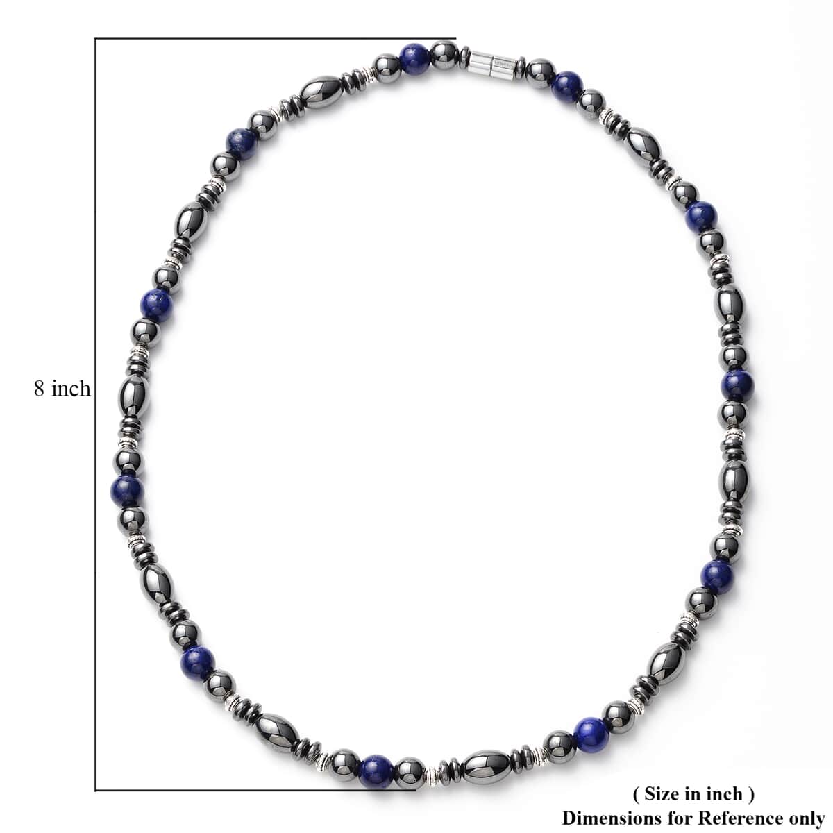 Valentine Special Deal Lapis Lazuli and Hematite Beaded Necklace 22 Inches in Silvertone 25.00 ctw image number 3