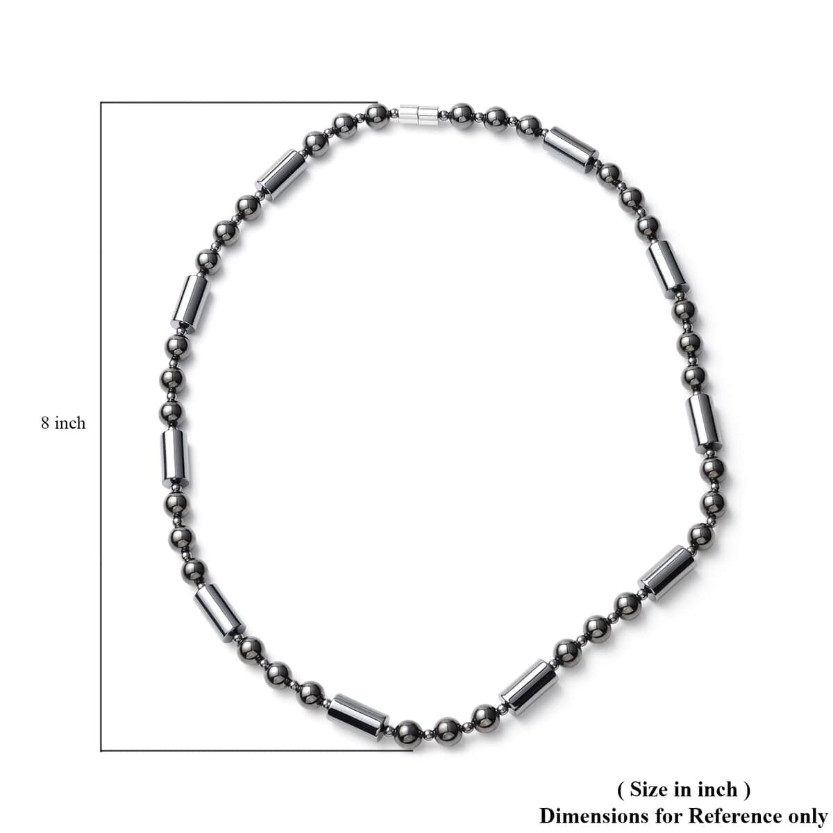 Hematite Beaded Necklace 22 Inches in Silvertone image number 3