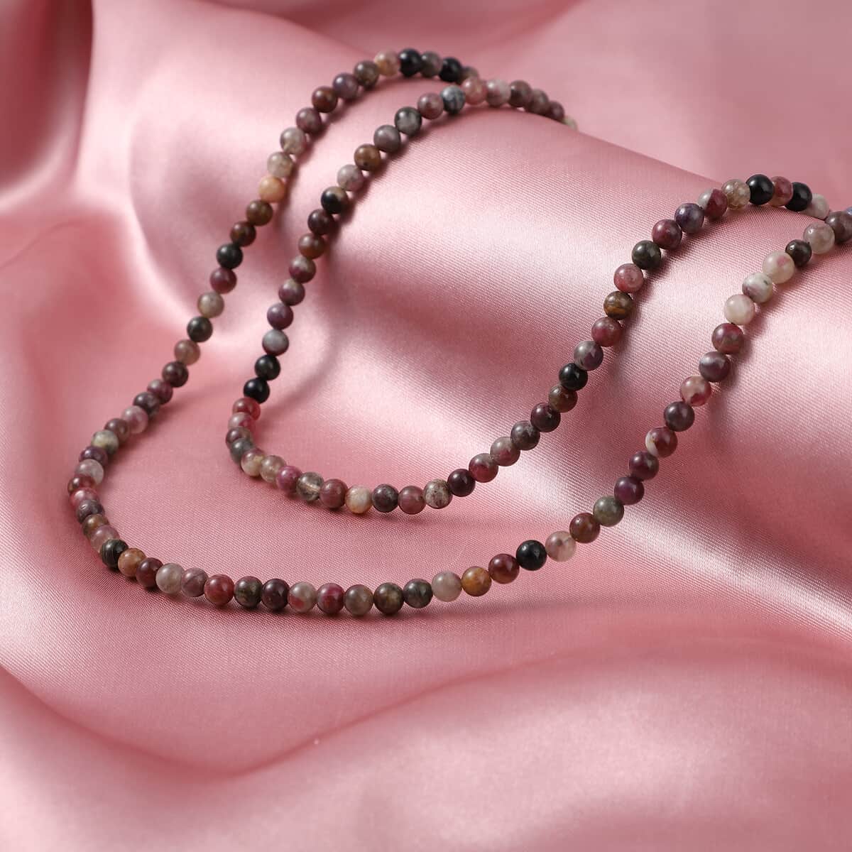 Multi-Tourmaline Beaded Necklace 36 Inches in Rhodium Over Sterling Silver Magnetic Lock 210.00 ctw image number 1