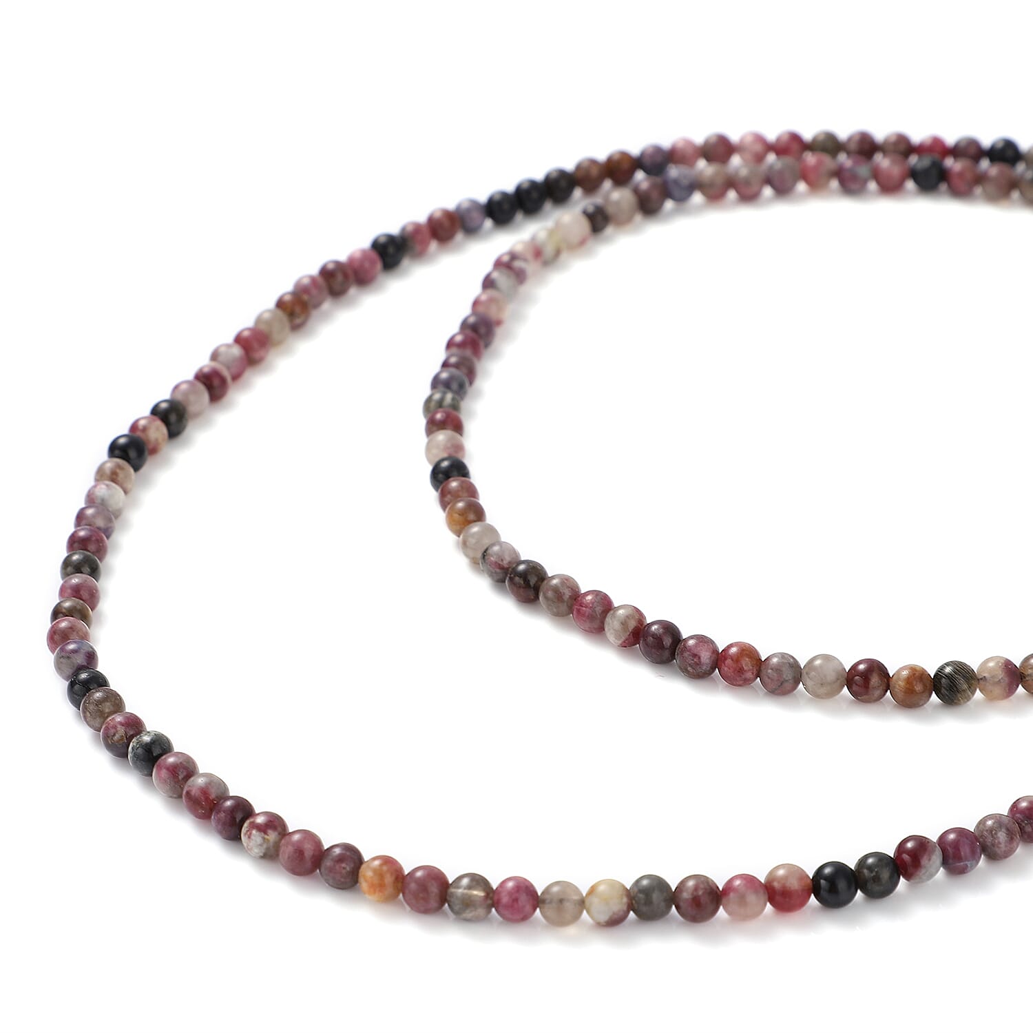 Multi-Tourmaline Beaded Necklace 36 Inches in Rhodium Over Sterling Silver Magnetic Lock 210.00 ctw