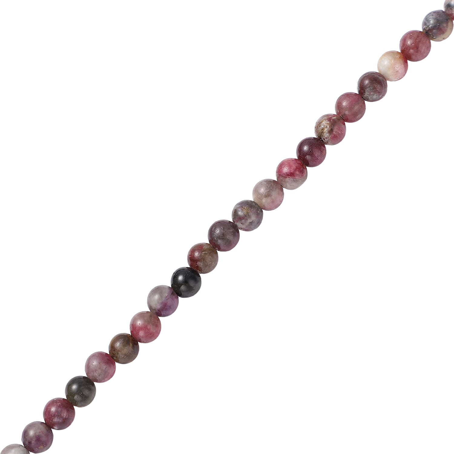 Multi-Tourmaline Beaded Necklace 36 Inches in Rhodium Over Sterling Silver Magnetic Lock 210.00 ctw