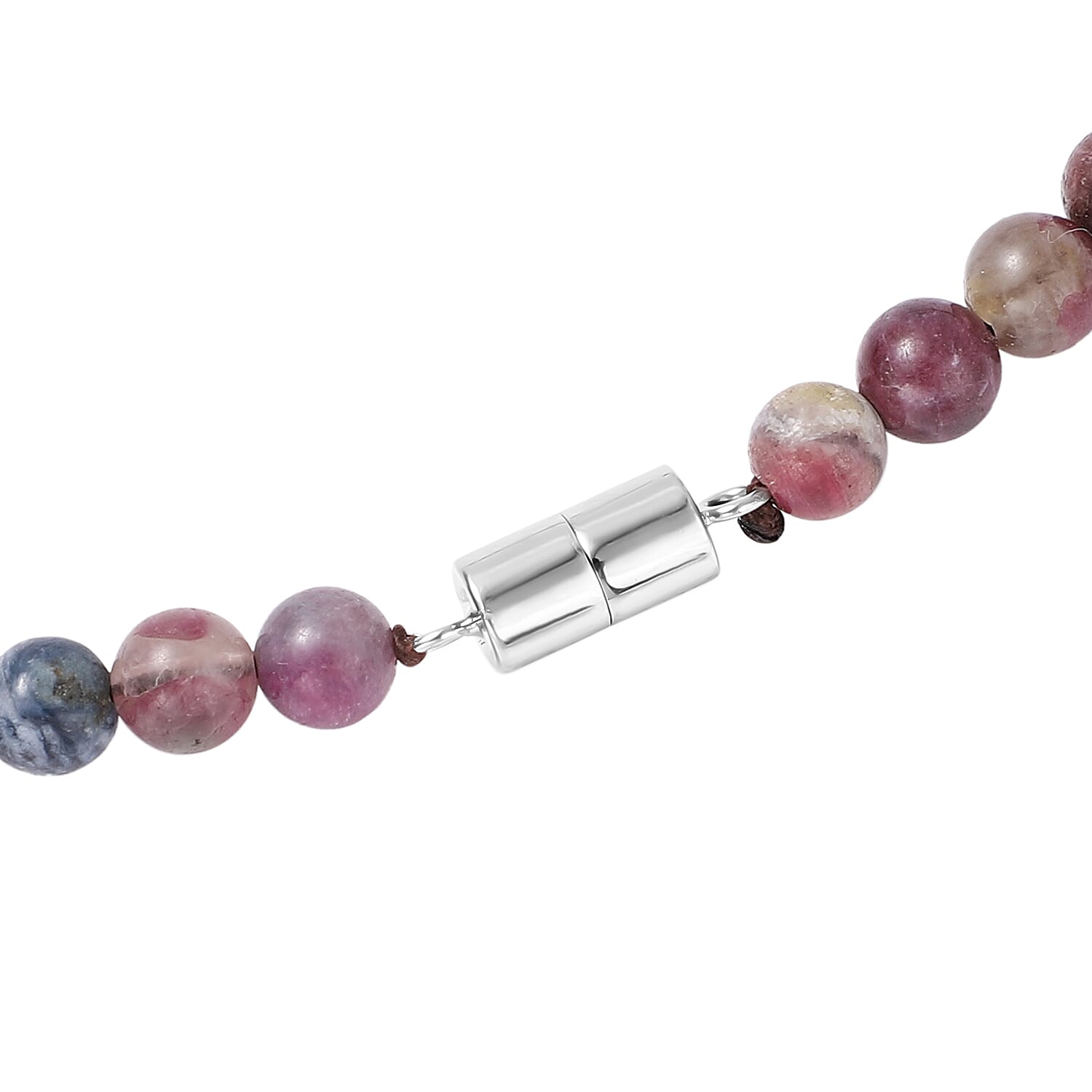 Multi-Tourmaline Beaded Necklace 36 Inches in Rhodium Over Sterling Silver Magnetic Lock 210.00 ctw