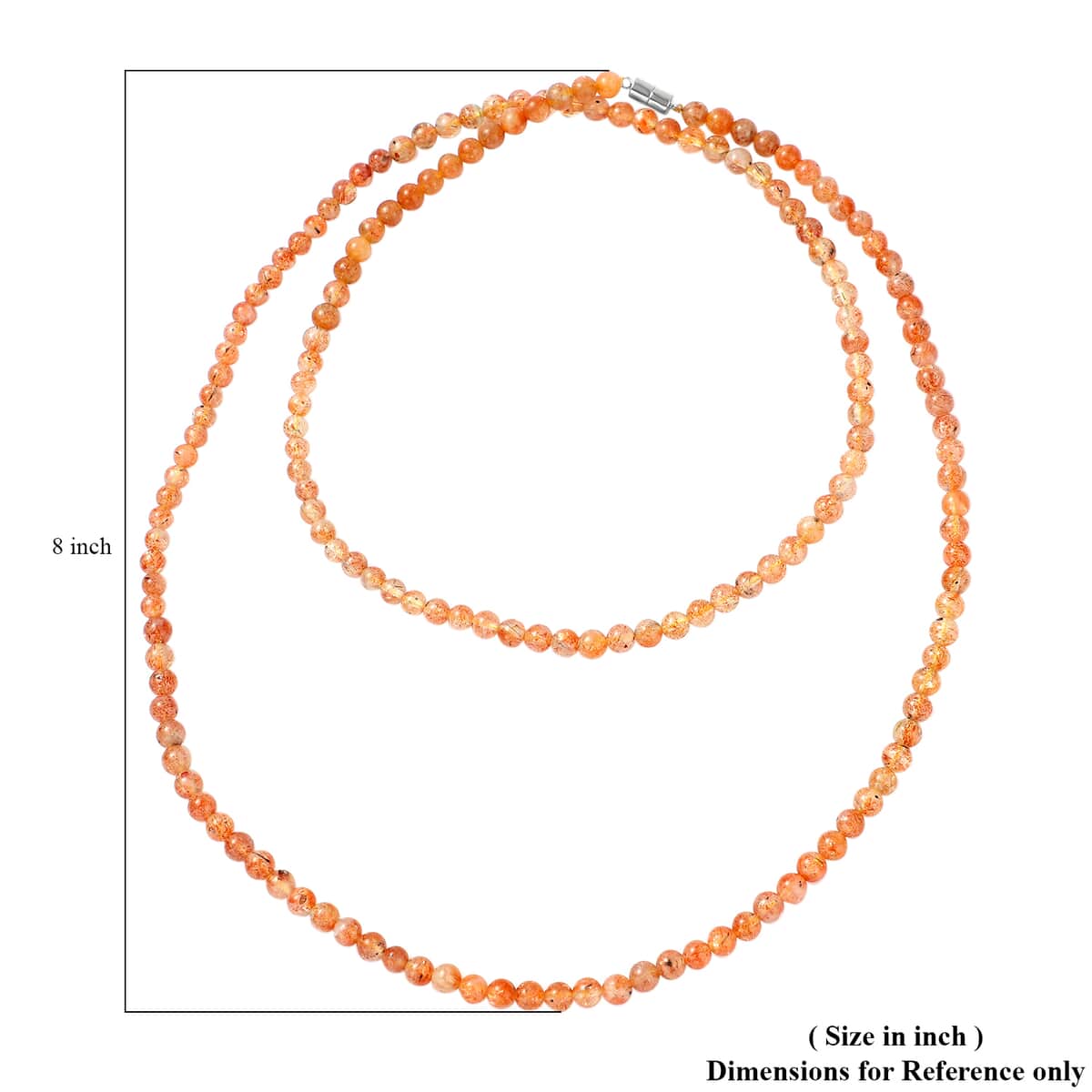 Golden Sunstone Beaded Necklace 36 Inches in Rhodium Over Sterling Silver Magnetic Lock 216.00 ctw image number 5