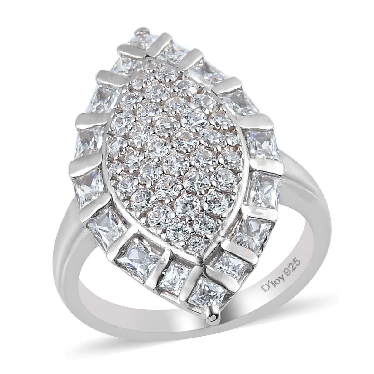 LUSTRO STELLA Made with Finest CZ Ring in Platinum Over Sterling Silver (Size 8.0) 3.15 ctw image number 0