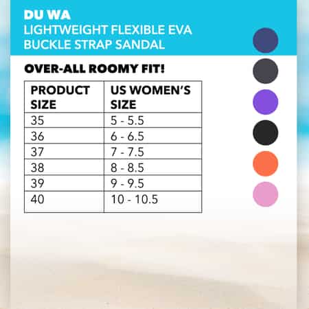 DU WA Black Ultra Lightweight Flexible EVA Buckle Strap Sandal - Size 9-9.5 image number 1