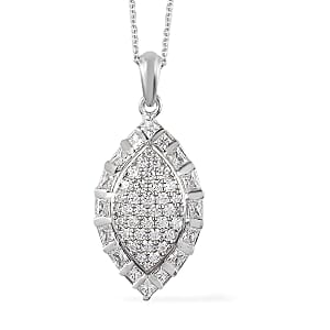 Lustro Stella Made with Finest CZ Clover Pendant Necklace 20 Inches in Platinum Over Sterling Silver 3.60 ctw