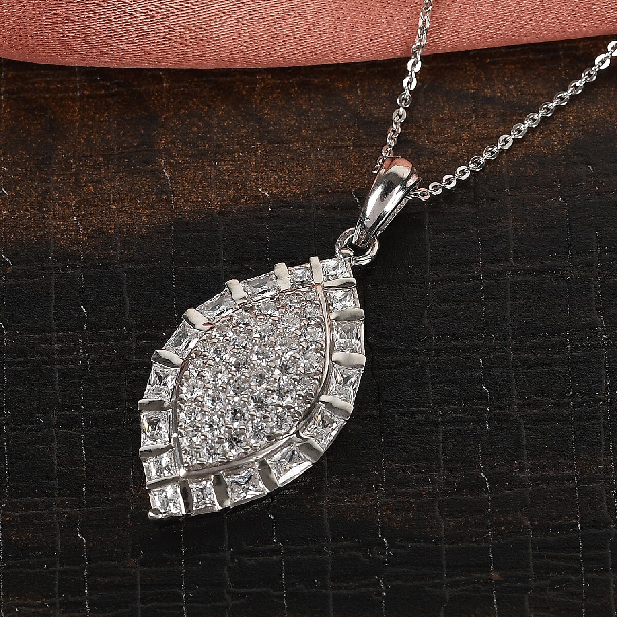 Lustro Stella Made with Finest CZ Clover Pendant Necklace 20 Inches in Platinum Over Sterling Silver 3.60 ctw