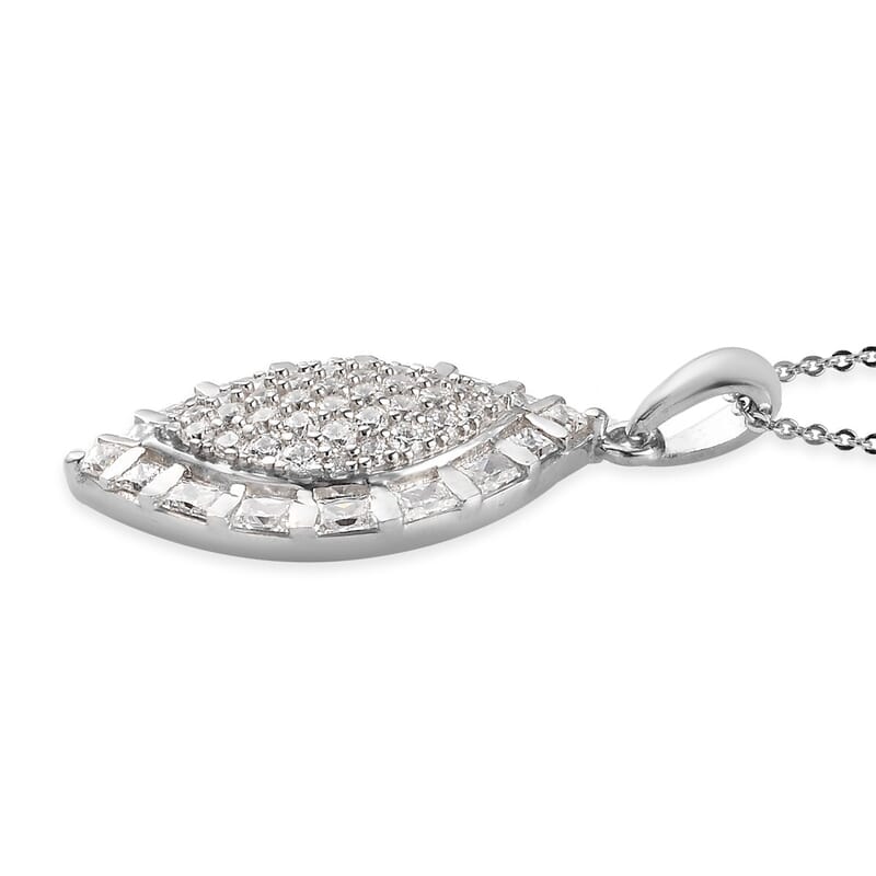 Lustro Stella Made with Finest CZ Clover Pendant Necklace 20 Inches in Platinum Over Sterling Silver 3.60 ctw