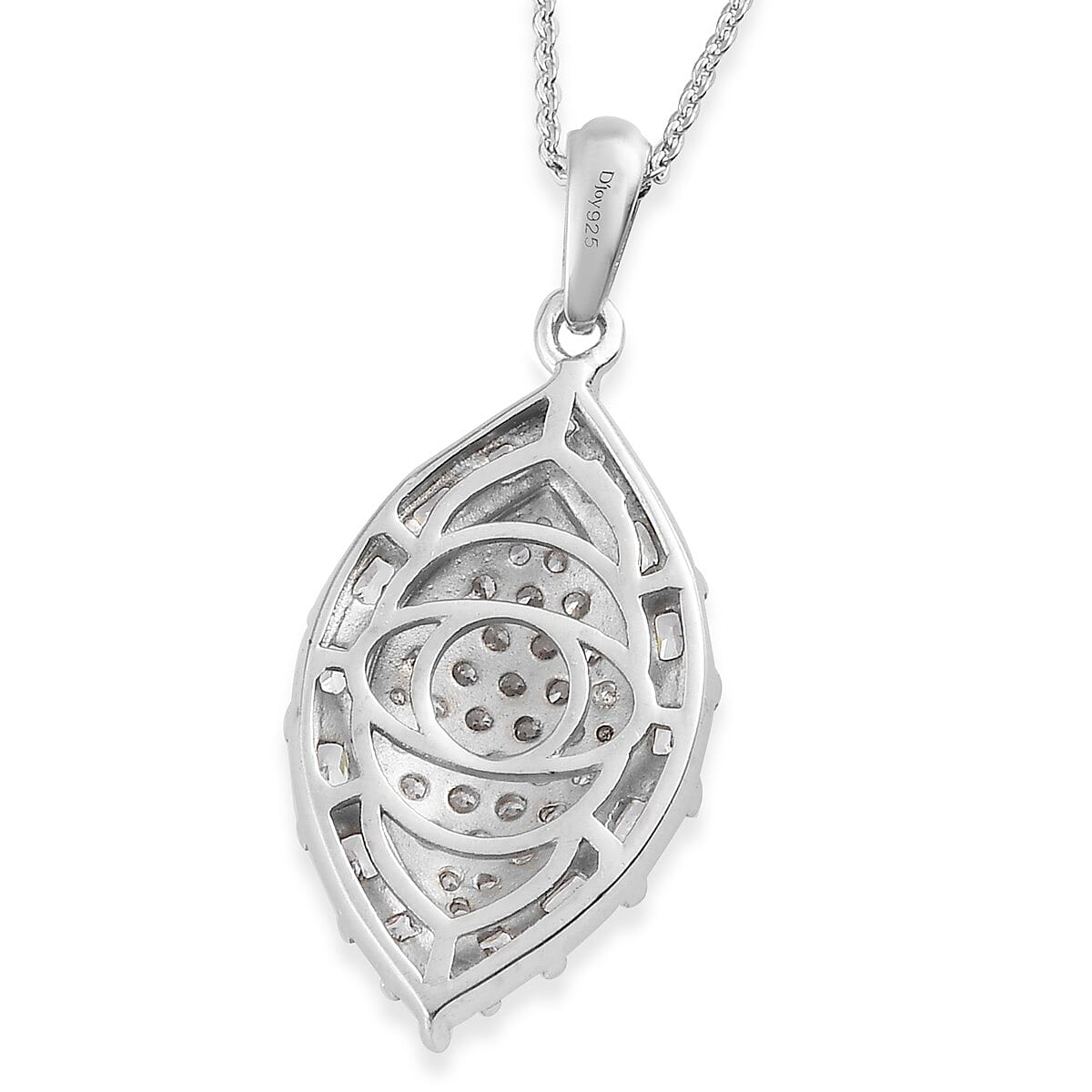 Lustro Stella Made with Finest CZ Clover Pendant Necklace 20 Inches in Platinum Over Sterling Silver 3.60 ctw
