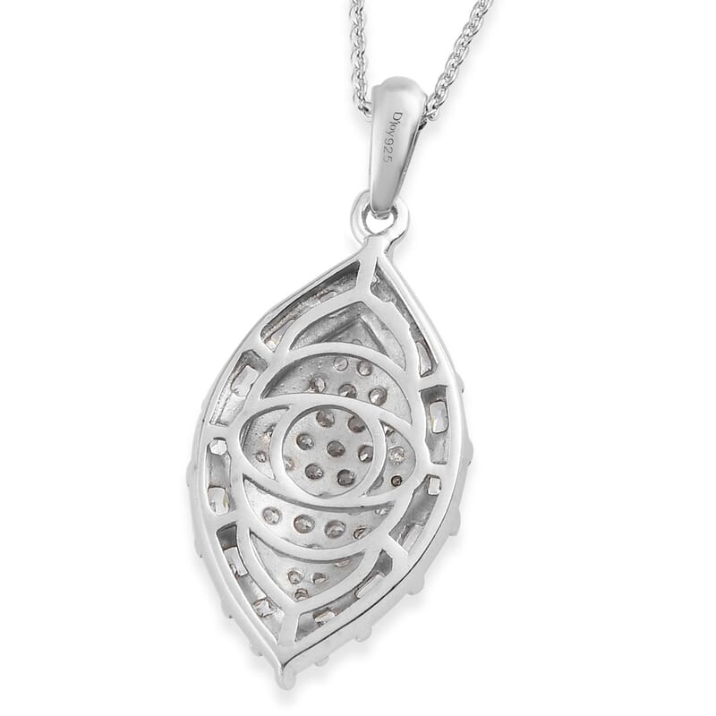 Lustro Stella Made with Finest CZ Clover Pendant Necklace 20 Inches in Platinum Over Sterling Silver 3.60 ctw