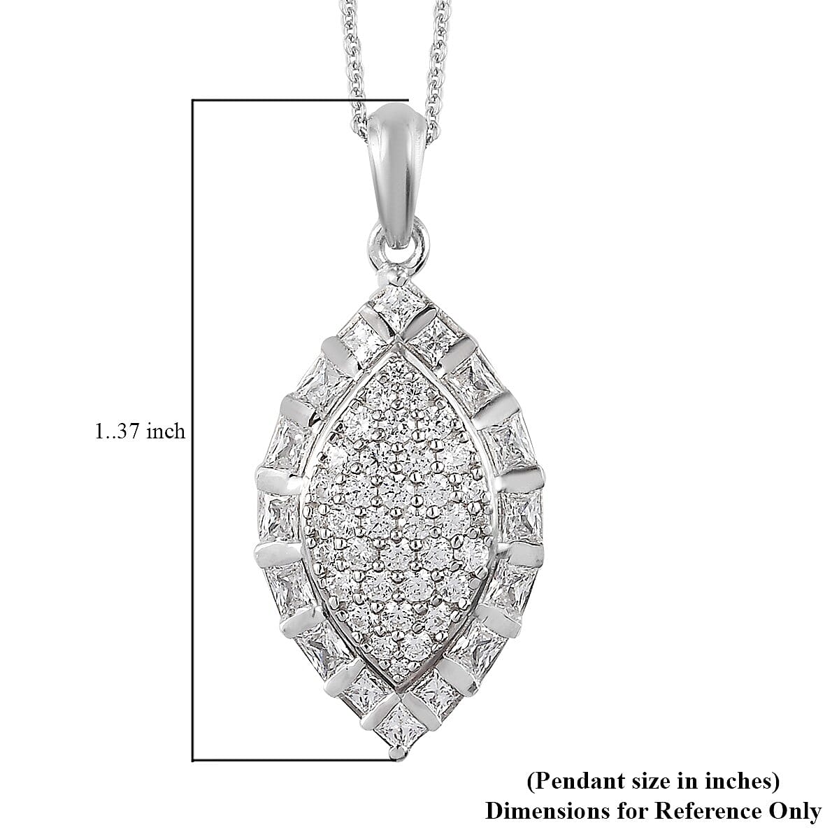 Lustro Stella Made with Finest CZ Clover Pendant Necklace 20 Inches in Platinum Over Sterling Silver 3.60 ctw