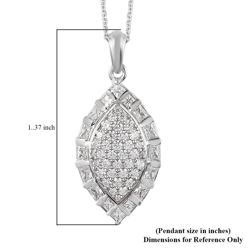 Lustro Stella Made with Finest CZ Clover Pendant Necklace 20 Inches in Platinum Over Sterling Silver 3.60 ctw