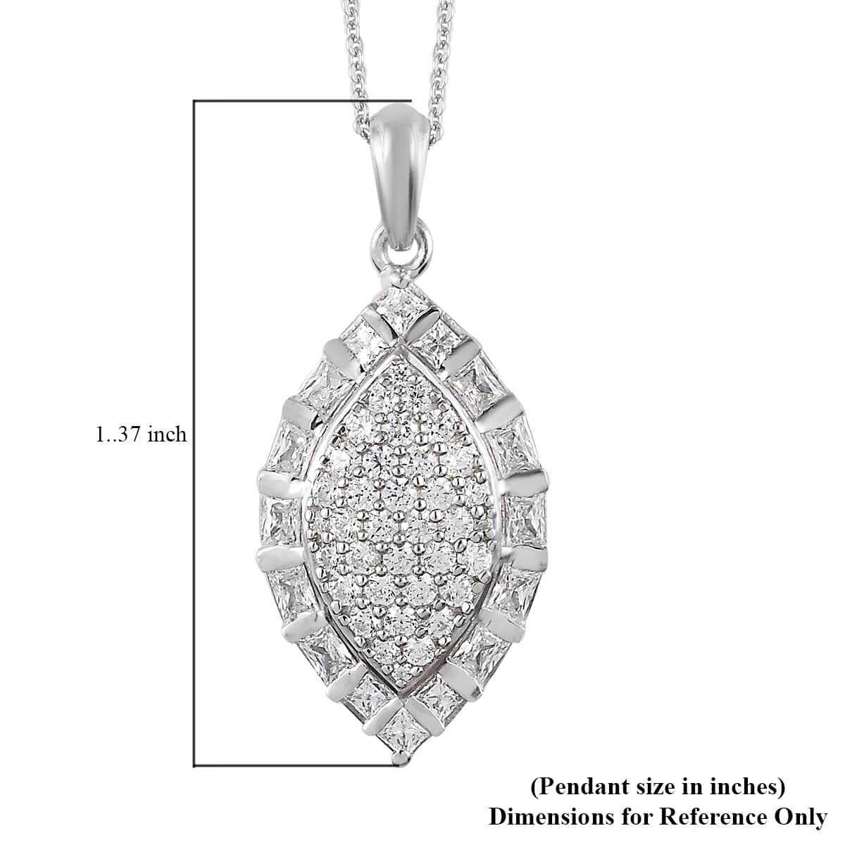 Lustro Stella Made with Finest CZ Clover Pendant Necklace 20 Inches in Platinum Over Sterling Silver 3.60 ctw image number 5