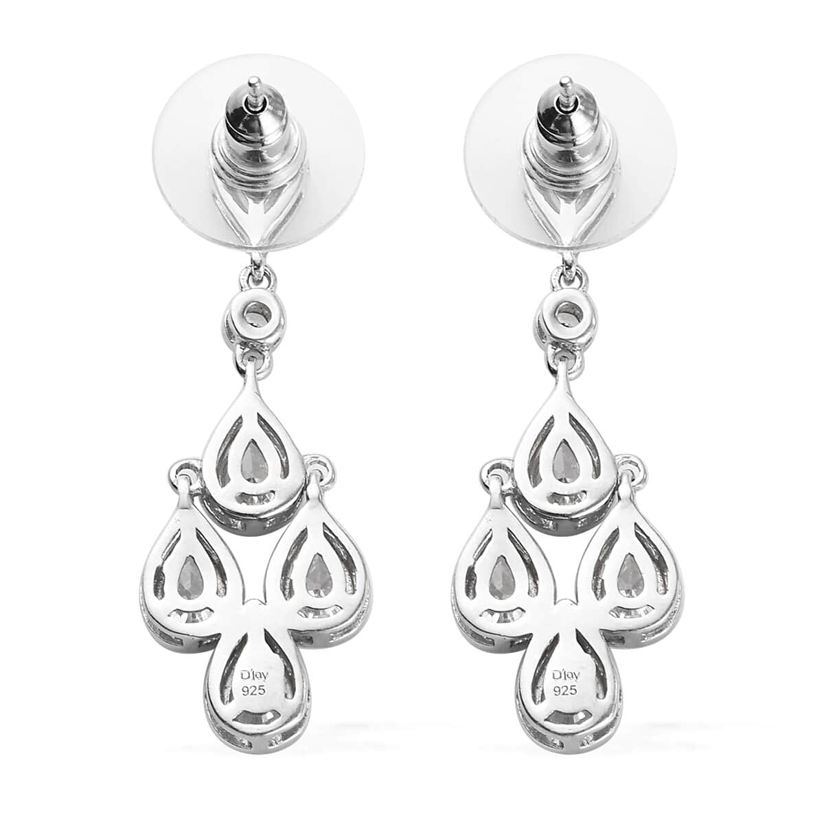 LUSTRO STELLA Made with Finest CZ Dangle Earrings in Platinum Over Sterling Silver 6.50 ctw image number 3