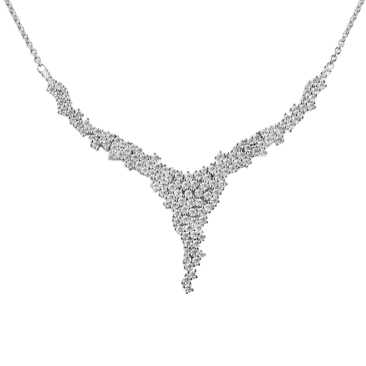 Lustro Stella Made with Finest CZ Floral Vine Inspired Necklace 18 Inches in Rhodium Over Sterling Silver 7.75 ctw image number 0