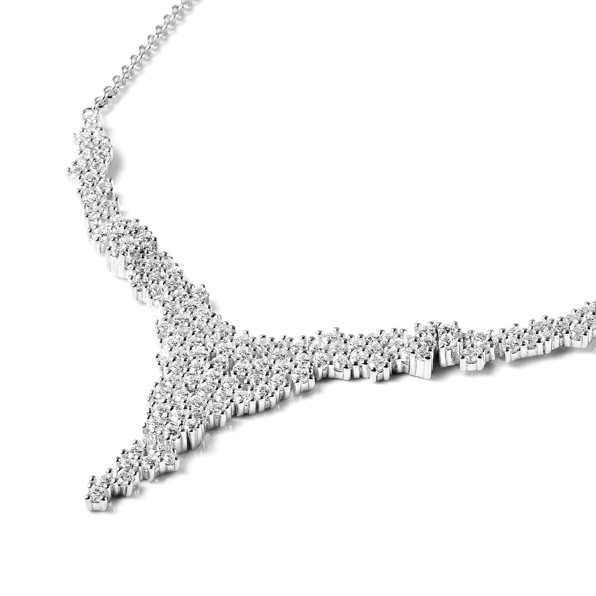 LUSTRO STELLA Made with Finest CZ Floral Vine Inspired Necklace 18 Inches in Rhodium Over Sterling Silver 13.80 Grams 7.75 ctw image number 3
