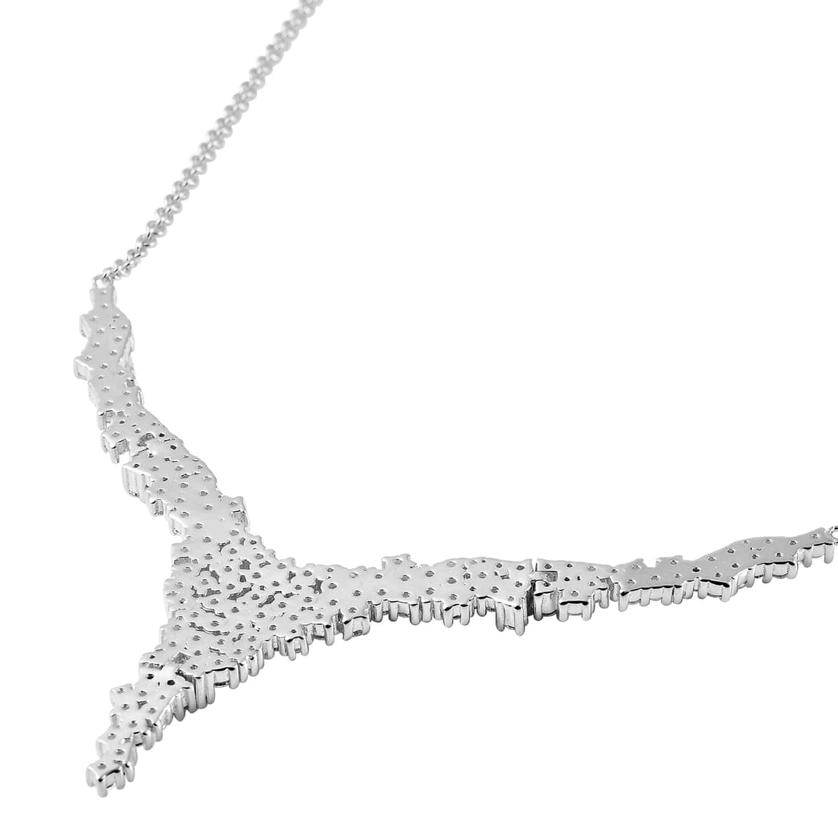 LUSTRO STELLA Made with Finest CZ Floral Vine Inspired Necklace 18 Inches in Rhodium Over Sterling Silver 13.80 Grams 7.75 ctw image number 4