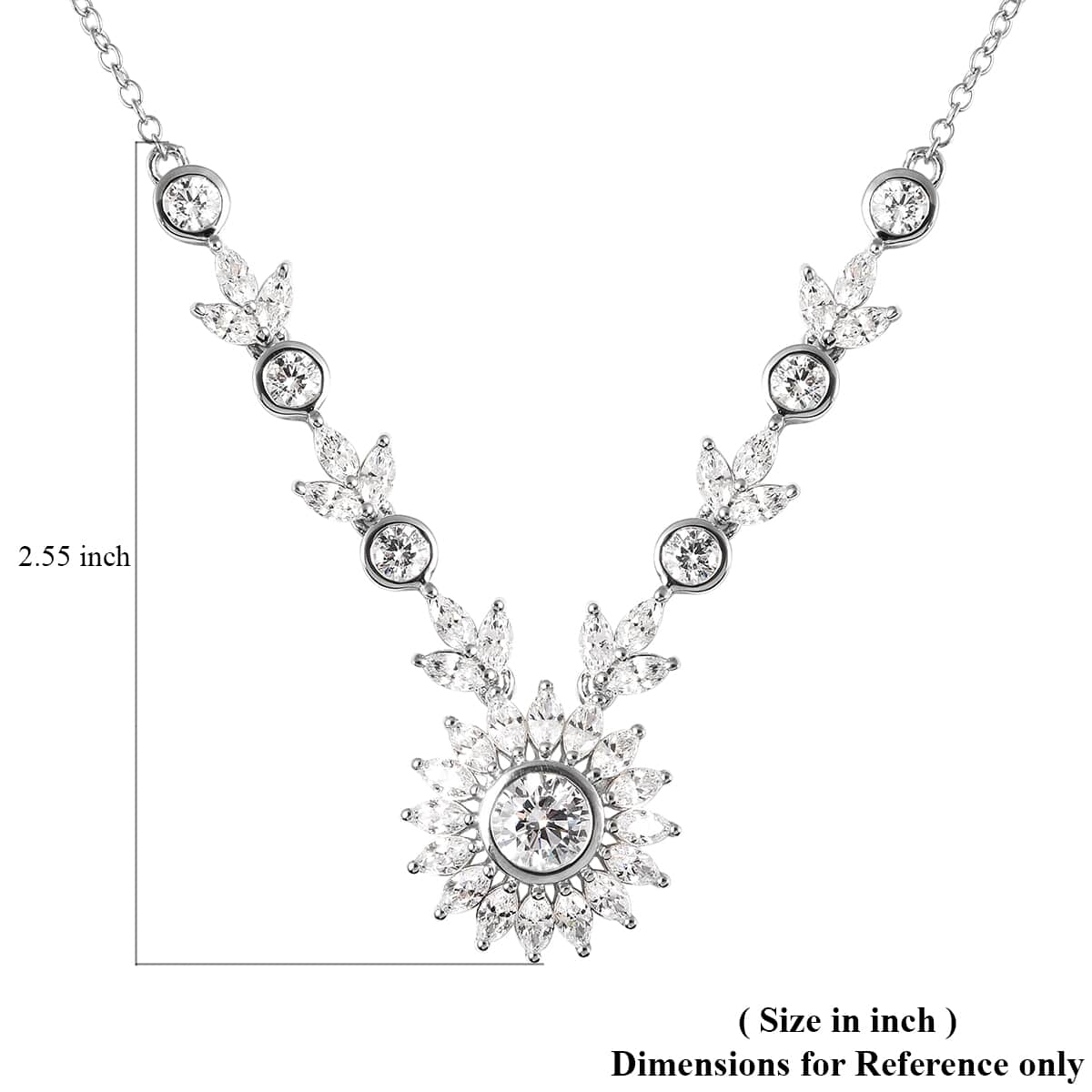 Lustro Stella Made with Finest CZ Necklace 18 Inches in Rhodium Over Sterling Silver 12.25 ctw image number 4