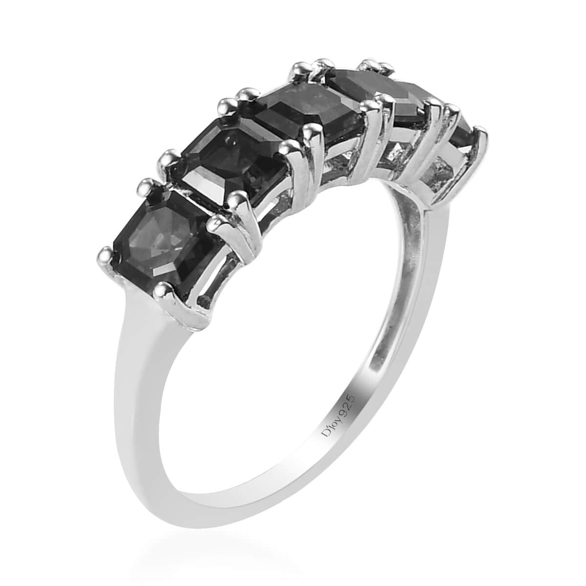 Asscher Cut Pyrope Garnet 5 Stone Ring in Platinum Over Sterling Silver (Size 6.0) 2.00 ctw image number 3