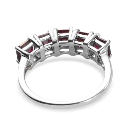 Asscher Cut Pyrope Garnet 5 Stone Ring in Platinum Over Sterling Silver (Size 6.0) 2.00 ctw image number 4
