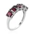 Asscher Cut Pyrope Garnet 5 Stone Ring in Platinum Over Sterling Silver (Size 7.0) 2.00 ctw image number 3