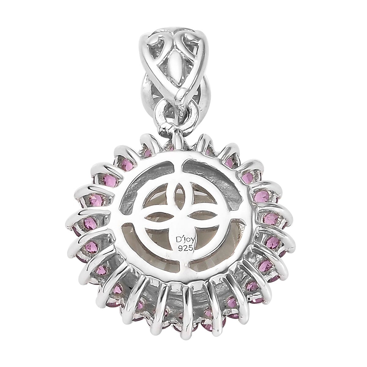 Montezuma Prasiolite and Orissa Rhodolite Garnet Sunflower Pendant in Platinum Over Sterling Silver 4.85 ctw