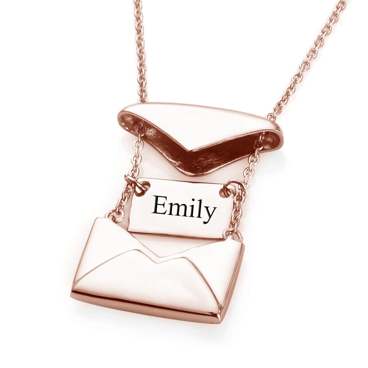 Vermeil RG Over Sterling Silver Secret Message Envelope Necklace (18-20 Inches) (4 g) image number 0