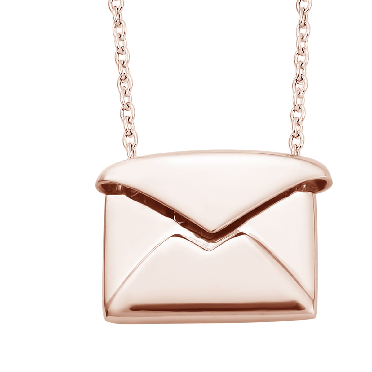 Vermeil RG Over Sterling Silver Secret Message Envelope Necklace (18-20 Inches) (4 g) image number 1