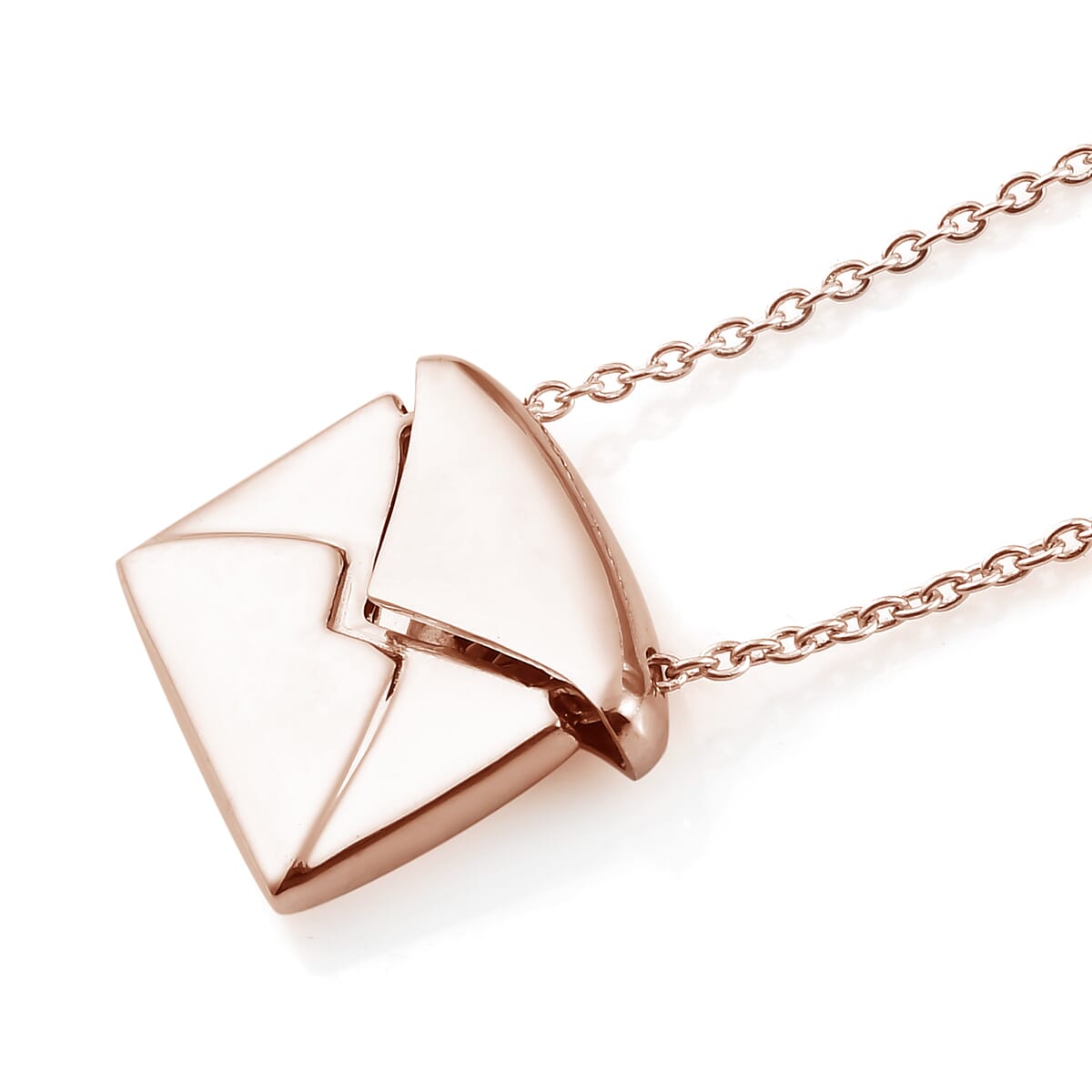 Vermeil RG Over Sterling Silver Secret Message Envelope Necklace (18-20 Inches) (4 g) image number 2
