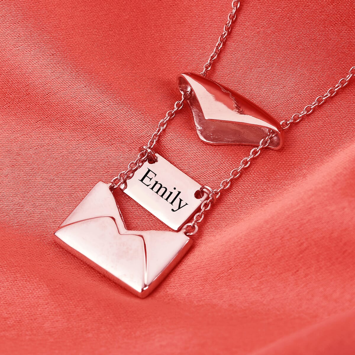 Vermeil RG Over Sterling Silver Secret Message Envelope Necklace (18-20 Inches) (4 g) image number 3