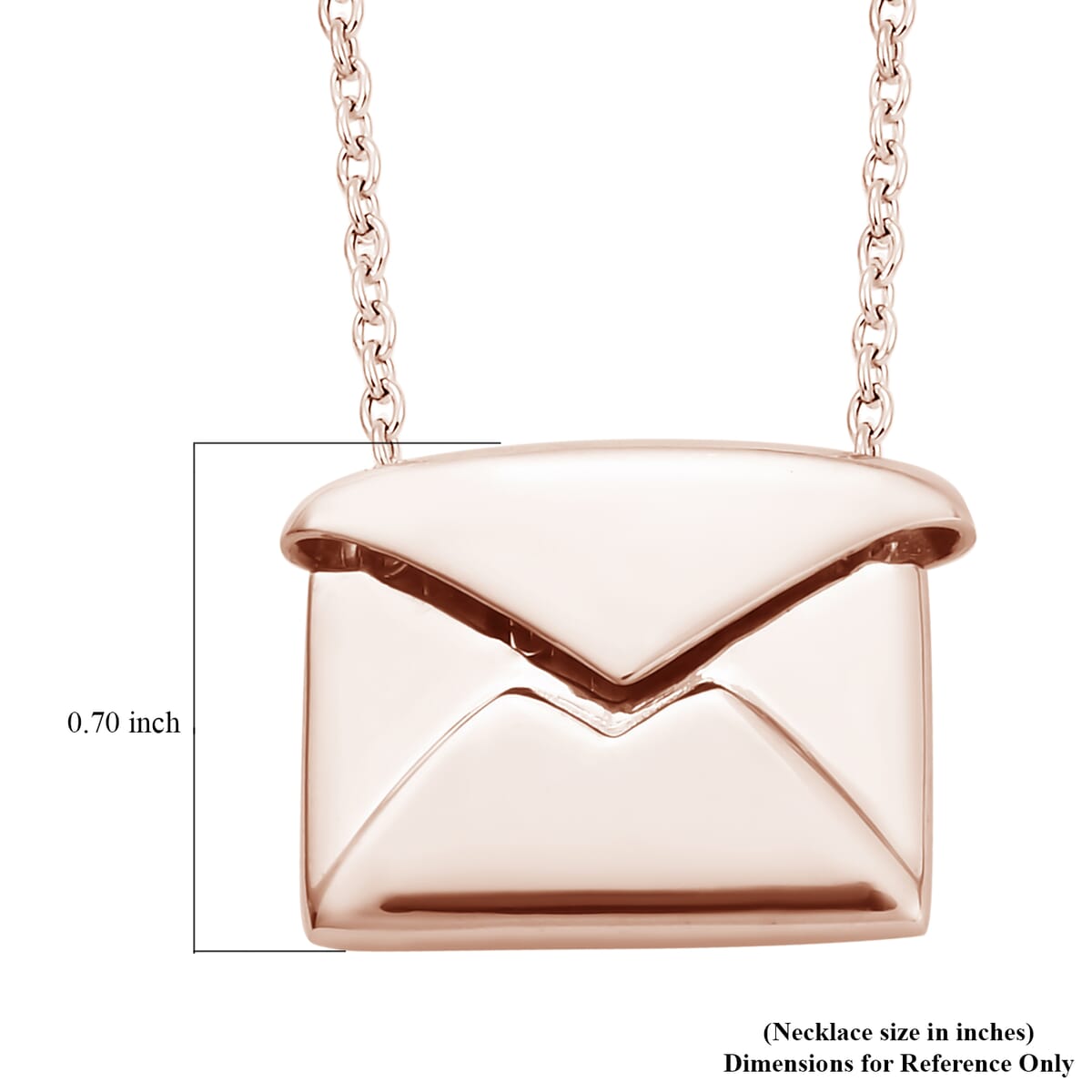 Vermeil RG Over Sterling Silver Secret Message Envelope Necklace (18-20 Inches) (4 g) image number 6