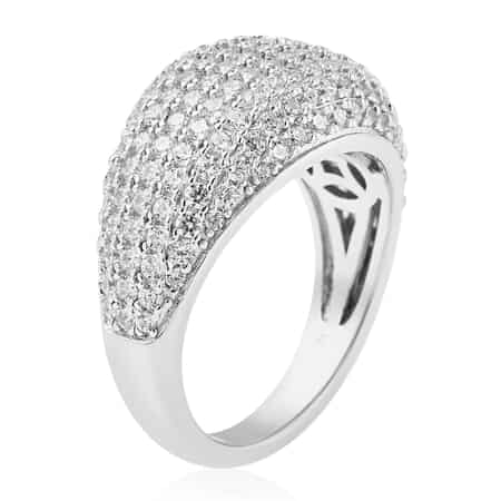 LUSTRO STELLA Made with Finest CZ Dome Ring in Rhodium Over Sterling Silver (Size 7.0) 4.20 ctw image number 3