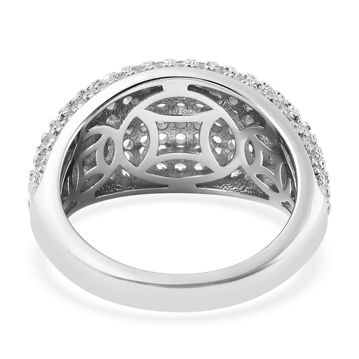LUSTRO STELLA Made with Finest CZ Dome Ring in Rhodium Over Sterling Silver (Size 7.0) 4.20 ctw image number 4