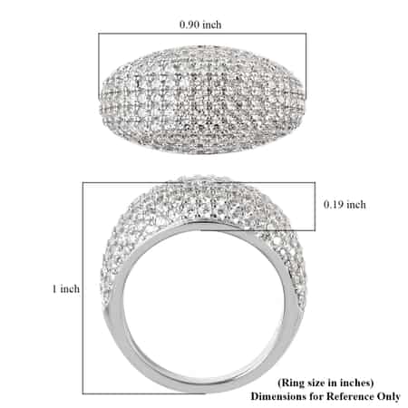 LUSTRO STELLA Made with Finest CZ Dome Ring in Rhodium Over Sterling Silver (Size 7.0) 4.20 ctw image number 5