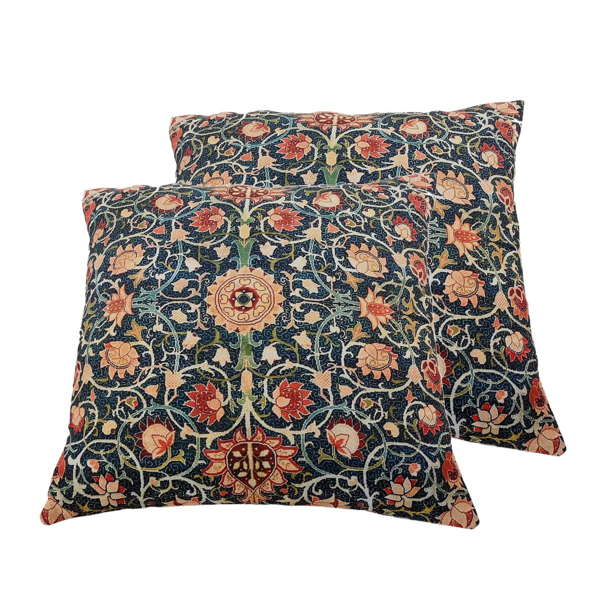 Set of 2pcs Multi Color floral Pattern 100% Polyester Cushion Cover (18"x18") image number 0