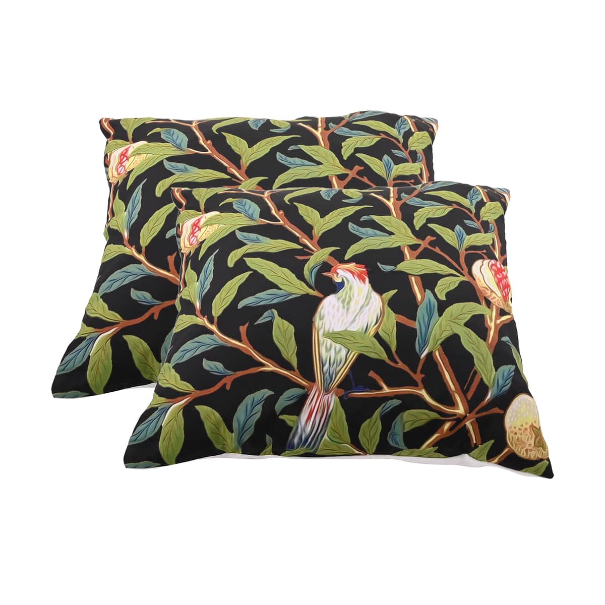 Set of 2pcs Multi Color Pomegranate and Bird Pattern 100% Polyester Cushion Covers , Sofa Couch Cushion Covers , Decorative Pillow Covers image number 0