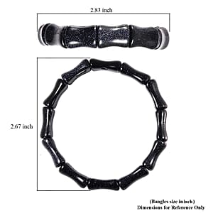 Blue Goldstone 107.00 ctw Fancy Bamboo Stretch Bracelet