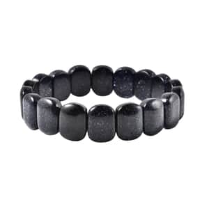 Blue Goldstone 124.50 ctw Block Stretch Bracelet